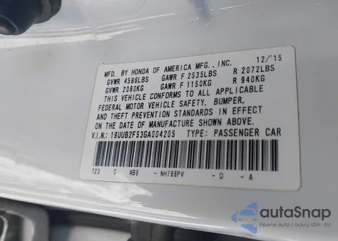 2016 Acura Tlx V6 Tech z USA, uszkodzony, nr VIN 19UUB2F53GA004205